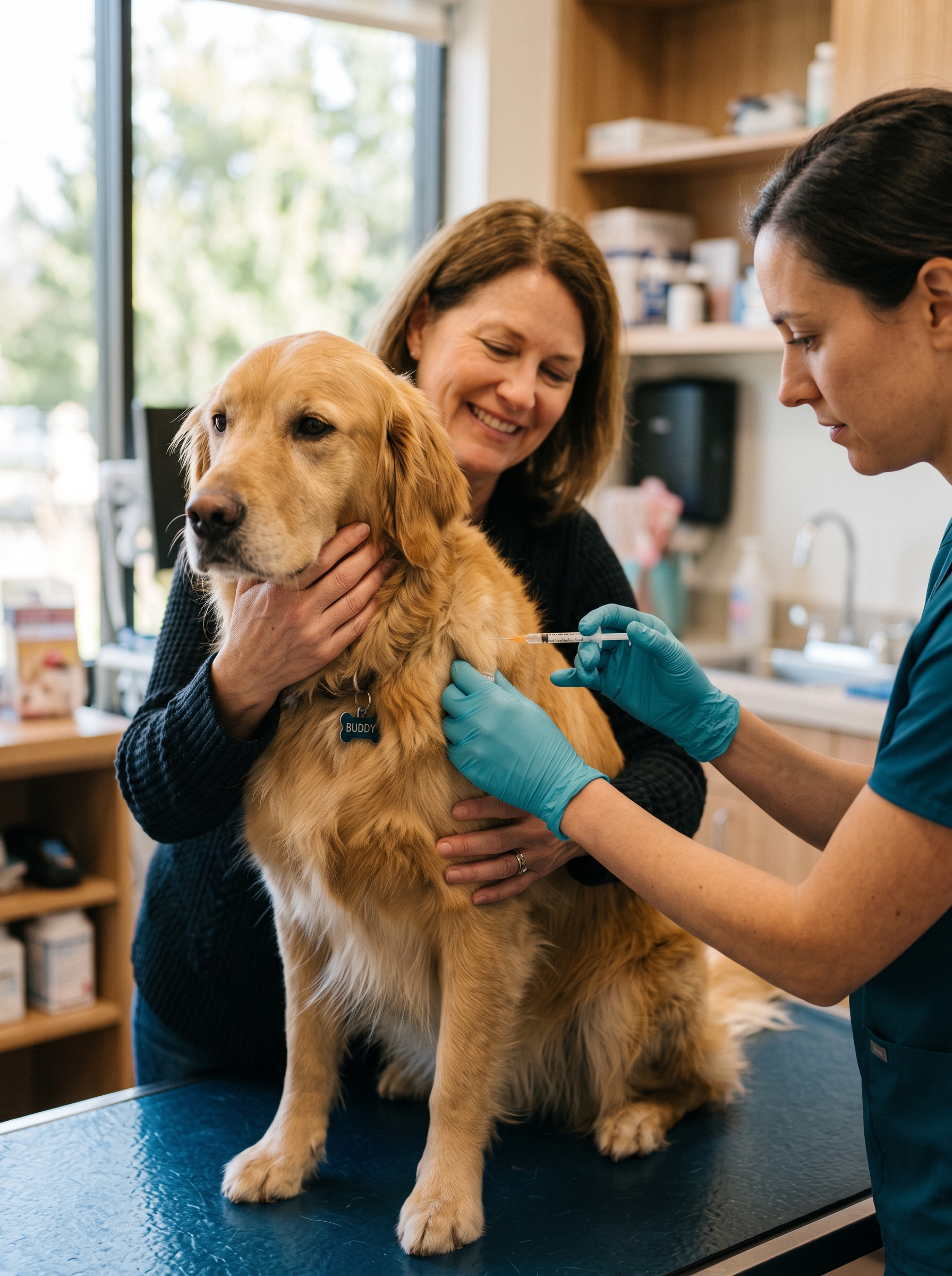 Veterinario vacunando a un perro