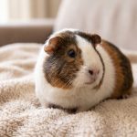 Cobaya tranquila sobre una manta suave