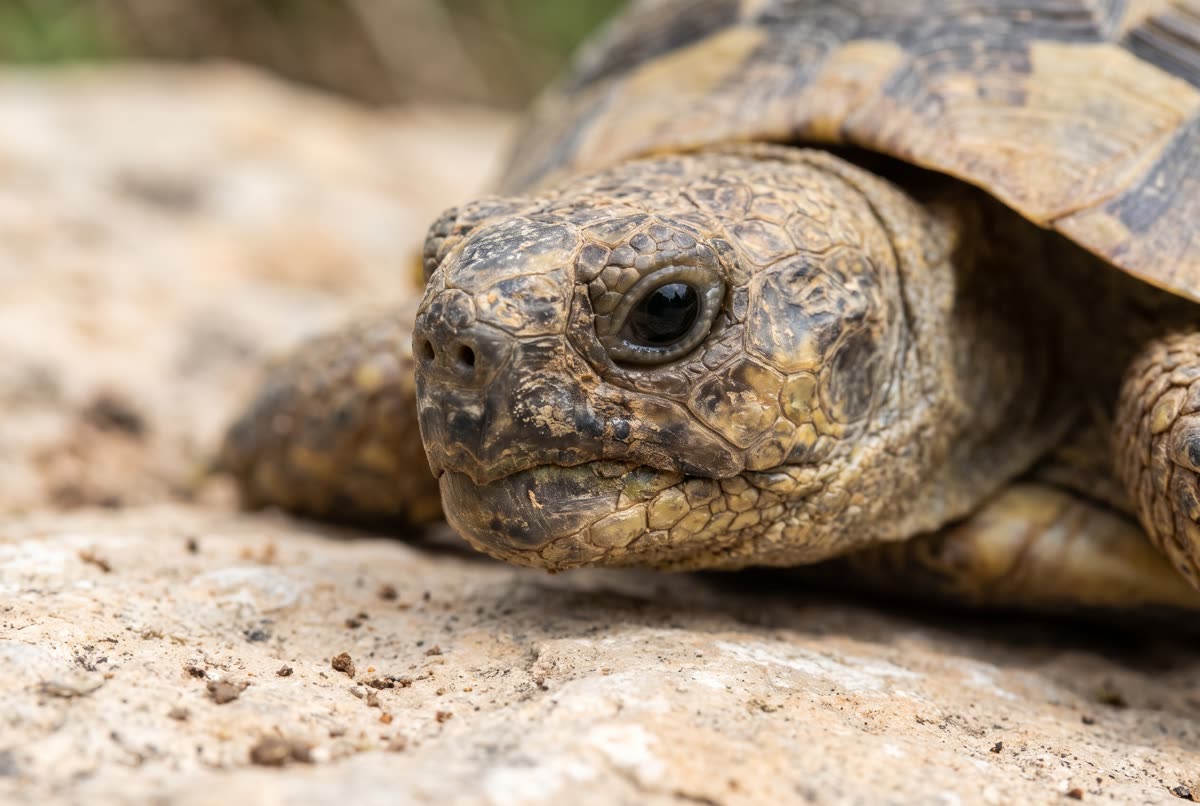Primer plano de una tortuga con los ojos limpios